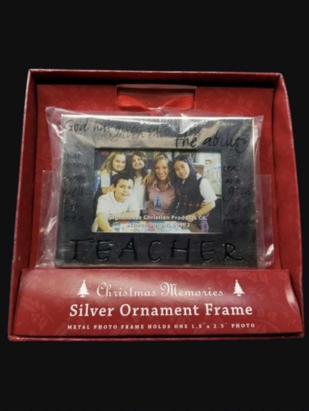 NIB-CHRISTMAS MEMORIES SILVER ORNAMENT METAL FRAME
